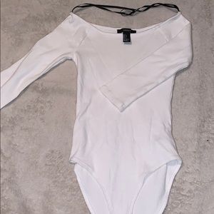 3/4 sleeve white bodysuit